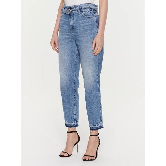 Pinko Denim - Pinko Flexi Maddie 5 Mom Denim Vintage Jeans Blue Paperbag Waist Size 29 Y2K